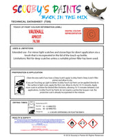 Touch Up Paint Instructions for use Vauxhall Corsa Vermelho Carena Code 74L/580