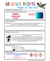 Touch Up Paint Instructions for use Vauxhall Combo Ardenblau/Blue Code 82T/12U/291