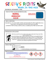 Touch Up Paint Instructions for use Vauxhall Coupe Arubablau/Blue Code 20A/24L/08H