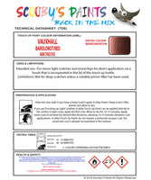 Touch Up Paint Instructions for use Vauxhall Frontera Barolorot/Red Code 44H/70U/592