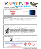 Touch Up Paint Instructions for use Vauxhall Insignia Vxr Blue Buzz Code Gu3/22N