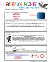 Touch Up Paint Instructions for use Vauxhall Mokka X Boracay Blue Code Gqm/895T