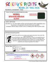 Touch Up Paint Instructions for use Vauxhall Midi Dschungelgruen/Jungle Green(Velvet)Mica Code 46L/359/46U