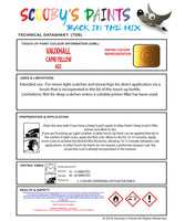 Touch Up Paint Instructions for use Vauxhall Astra Cabrio Capri Yellow Code 4Gu