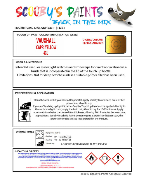 Gu Paint Code Vauxhall Astra Cabrio Capri Yellow Code 4Gu Touch Up Paint – Auto Car ...