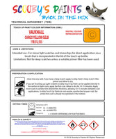 Touch Up Paint Instructions for use Vauxhall Corsa Cargo Yellow/Gelb Code 1Yb/51L/555