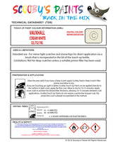 Touch Up Paint Instructions for use Vauxhall Campo Cremeweiss/Cream White Code 52L/752/1Wl