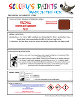 Touch Up Paint Instructions for use Vauxhall Corsa Crimson Red/Karminrot Code 76L/535