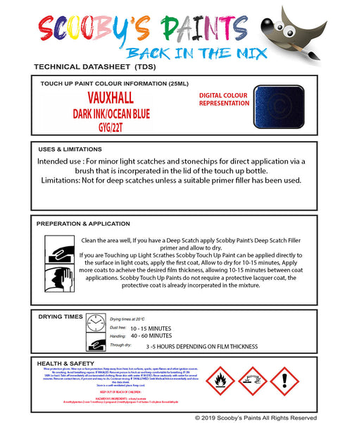 Vauxhall Corsa-E Dark Ink/Ocean Blue Code Gyg/22T Touch Up Paint – Auto ...