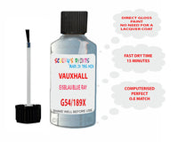 paint code location Vauxhall Karl Eisblau/Blue Ray Code G54/189X