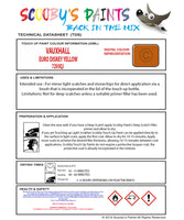 Touch Up Paint Instructions for use Vauxhall Corsa Euro Disney Yellow Code 729/0Qj