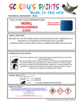 Touch Up Paint Instructions for use Vauxhall Coupe Europe Blue/Europablau Code 23L/294/2Ku