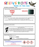 Touch Up Paint Instructions for use Vauxhall Monterey Fir Green Code J3M