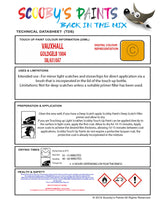 Touch Up Paint Instructions for use Vauxhall Calibra Goldgelb 1004 Code 58L/631/0A7