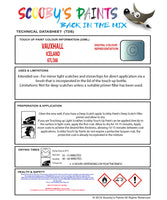 Touch Up Paint Instructions for use Vauxhall Astra Iceland Code 67L/368