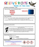 Touch Up Paint Instructions for use Vauxhall Monaro Impulse Blue Code 987K/24U