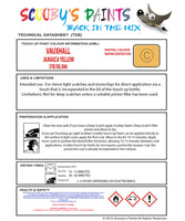 Touch Up Paint Instructions for use Vauxhall Astra Jamaica Yellow Code 3Yb/59L/846