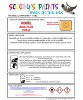 Touch Up Paint Instructions for use Vauxhall Astravan Jamaica Yellow Code 3Yb/59L/846