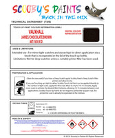 Touch Up Paint Instructions for use Vauxhall Adam James/Chocolate Brown Code 86T/165V/41D