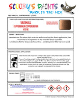 Touch Up Paint Instructions for use Vauxhall Combo Kupferbraun/Copper Brown Code 41R/10K