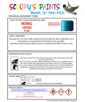 Touch Up Paint Instructions for use Vauxhall Astra Lago Blue Code 911/296