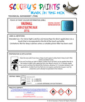 Touch Up Paint Instructions for use Vauxhall Kadett Cabrio Laser (Lt Electric) Blue Code 257/12L