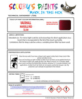 Touch Up Paint Instructions for use Vauxhall Kadett Marseille Red Code 72L/549