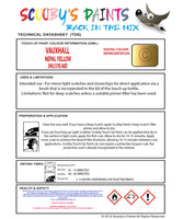 Touch Up Paint Instructions for use Vauxhall Astra Nepal Yellow Code 3Hu/37K/40D