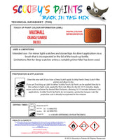 Touch Up Paint Instructions for use Vauxhall Coupe Orange Sunrise Code 598/3Xu