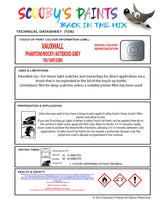 Touch Up Paint Instructions for use Vauxhall Corsa Vxr Phantom/Rocky/Asteroid Grey Code 190/169V/Gwh