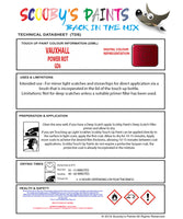 Vauxhall Mokka Power Rot Code Gd6 Touch Up Paint