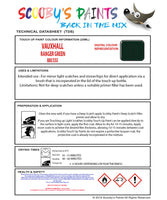 Touch Up Paint Instructions for use Vauxhall Monterey Ranger Green Code 880/33U