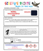 Touch Up Paint Instructions for use Vauxhall Astravan Royalblau/Blue/Deep Blue Code 20Z/4Du