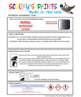 Touch Up Paint Instructions for use Vauxhall Kadett Silk/Tech Violet Code 19L/19U/265