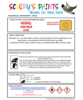 Touch Up Paint Instructions for use Vauxhall Corsa Vxr Sunny Melon Code Aju/40Q