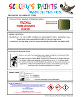 Touch Up Paint Instructions for use Vauxhall Agila Tundra Green/Gruen Code 395/36K/3Mu