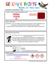 Touch Up Paint Instructions for use Vauxhall Astra Victory Red Code 9260