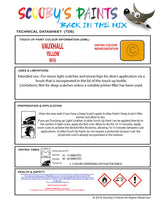 Touch Up Paint Instructions for use Vauxhall Gt Yellow Code 9414
