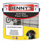 Denny's Floor Paint For Grip Coating Colour- Varnish Brightline Yellow - Anti-Slip Hardwearing Safe