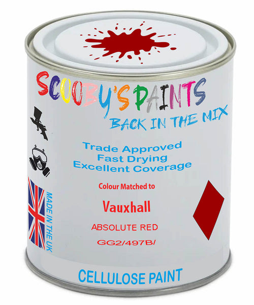 Paint Mixed Vauxhall Mokka Absolute Red Gg2/497B Cellulose Car Spray Paint