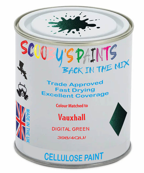 Paint Mixed Vauxhall Zafira Digital Green 398/4Qu Cellulose Car Spray Paint