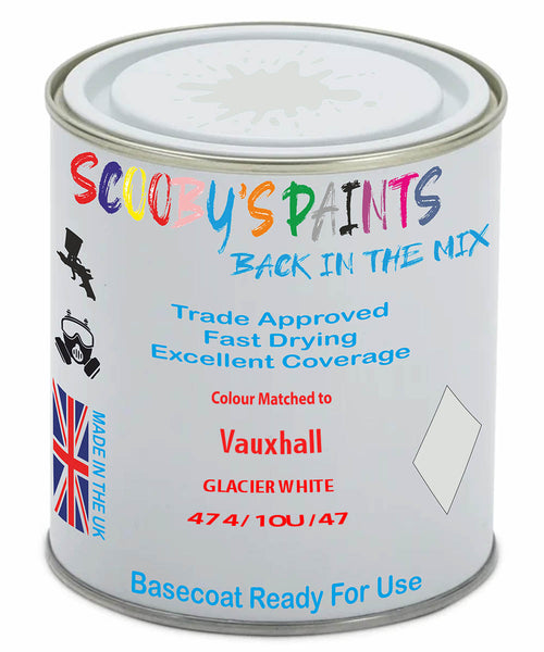 Paint Mixed Vauxhall Kadett Glacier White 10L/10U/474 Basecoat Car Spray Paint