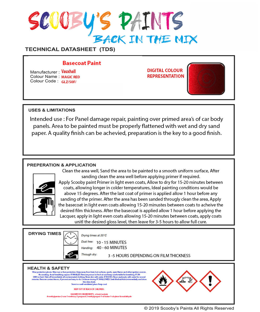 Paint Mixed Vauxhall Astra Magic Red Glz/50F Basecoat Car Spray Paint ...