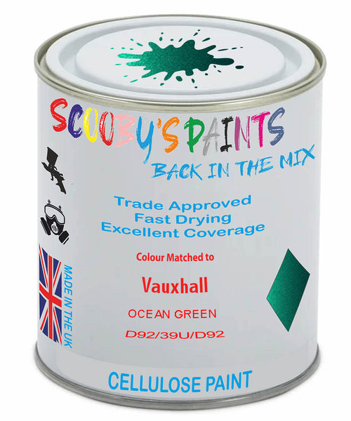 Paint Mixed Vauxhall Vivaro Ocean Green 396/39U/D92 Cellulose Car Spray Paint