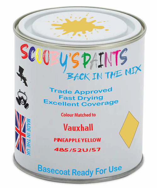 Paint Mixed Vauxhall Calibra Pineapple Yellow 485/52U/57L Basecoat Car Spray Paint