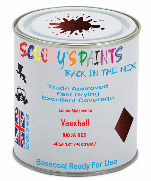 Paint Mixed Vauxhall Mokka X Rioja Red 491C/50W/G0Y Basecoat Car Spray Paint