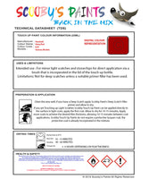 Instructions for use Vauxhall Sting Red Car Paint