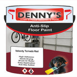 Denny's Floor Paint For Grip Coating Colour- Velocity Tornado Red - Anti-Slip Hardwearing Safe