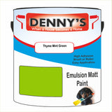 Denny's Emulsion Paint For Ceilings Colour- Thyme Mint Green - Matte Low-Splatter Stain-Hide Bright