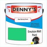 Denny's Emulsion Paint For Ceilings Colour- Basil Spring Green - Matte Low-Splatter Stain-Hide Bright